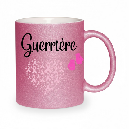 Tasse rose paillettes octobre rose