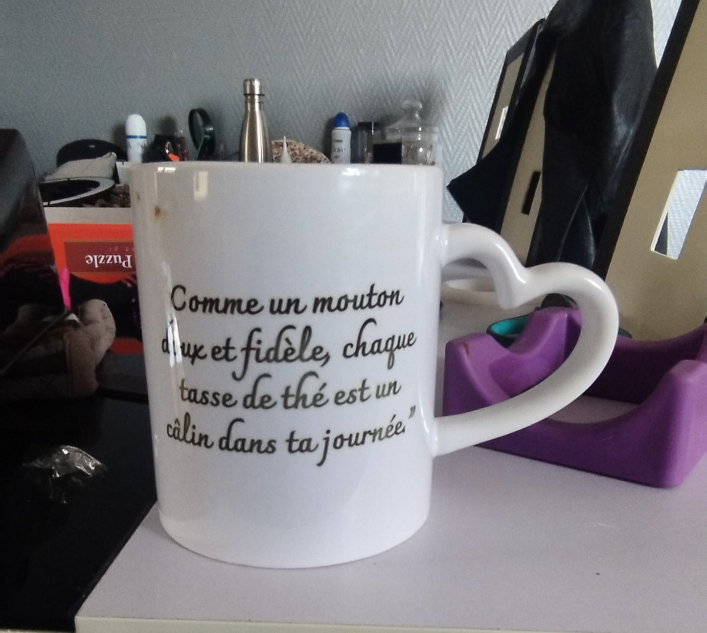 Tasse céramique poignée coeur